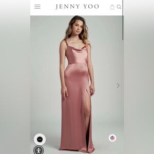 Jenny Yoo Blush Satin Maxi Dress
